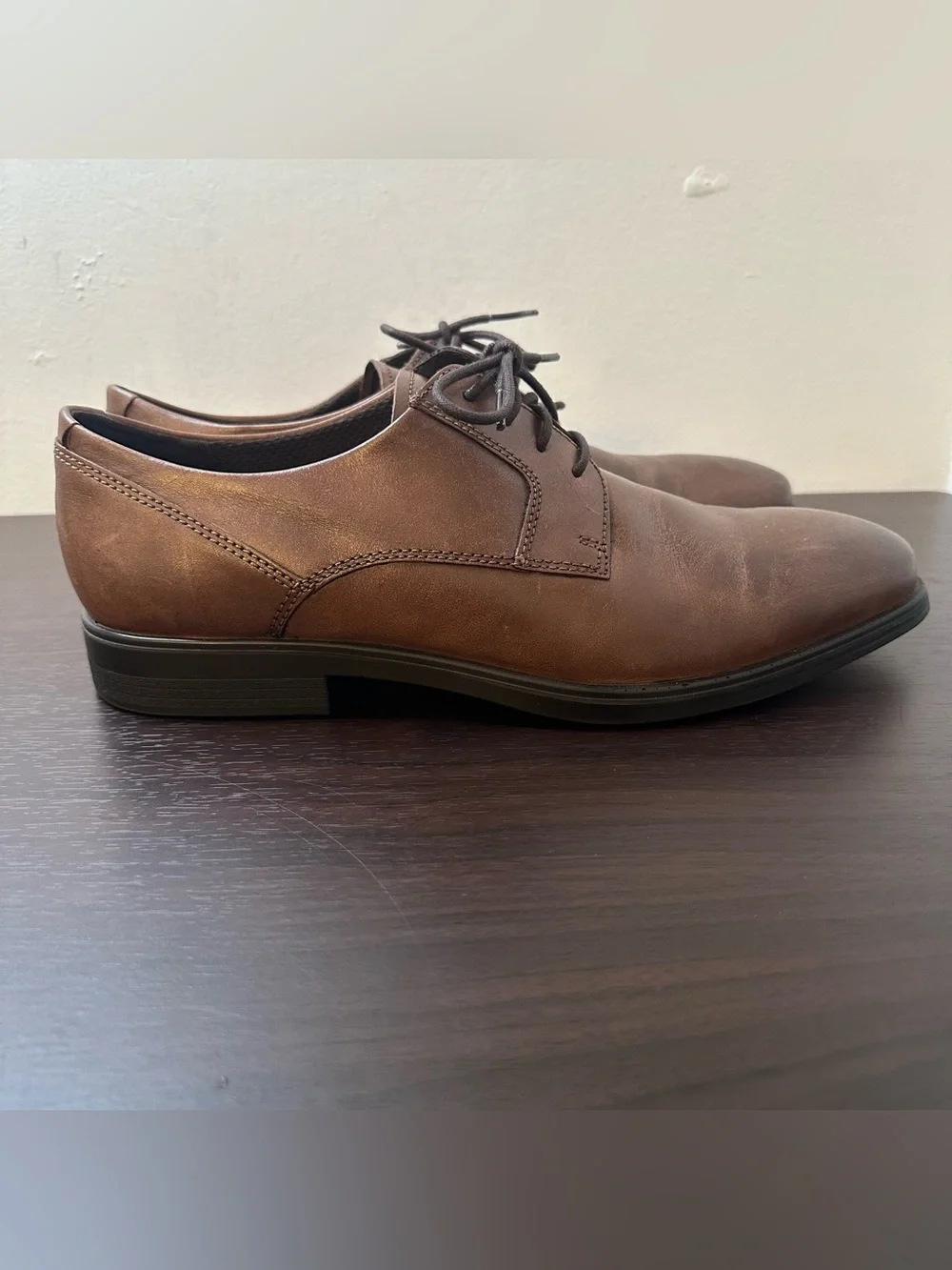 ECCO Queenstown Brown Leather Lace-Up Derby Oxford Shoes Size EU 44 US 10-10.5